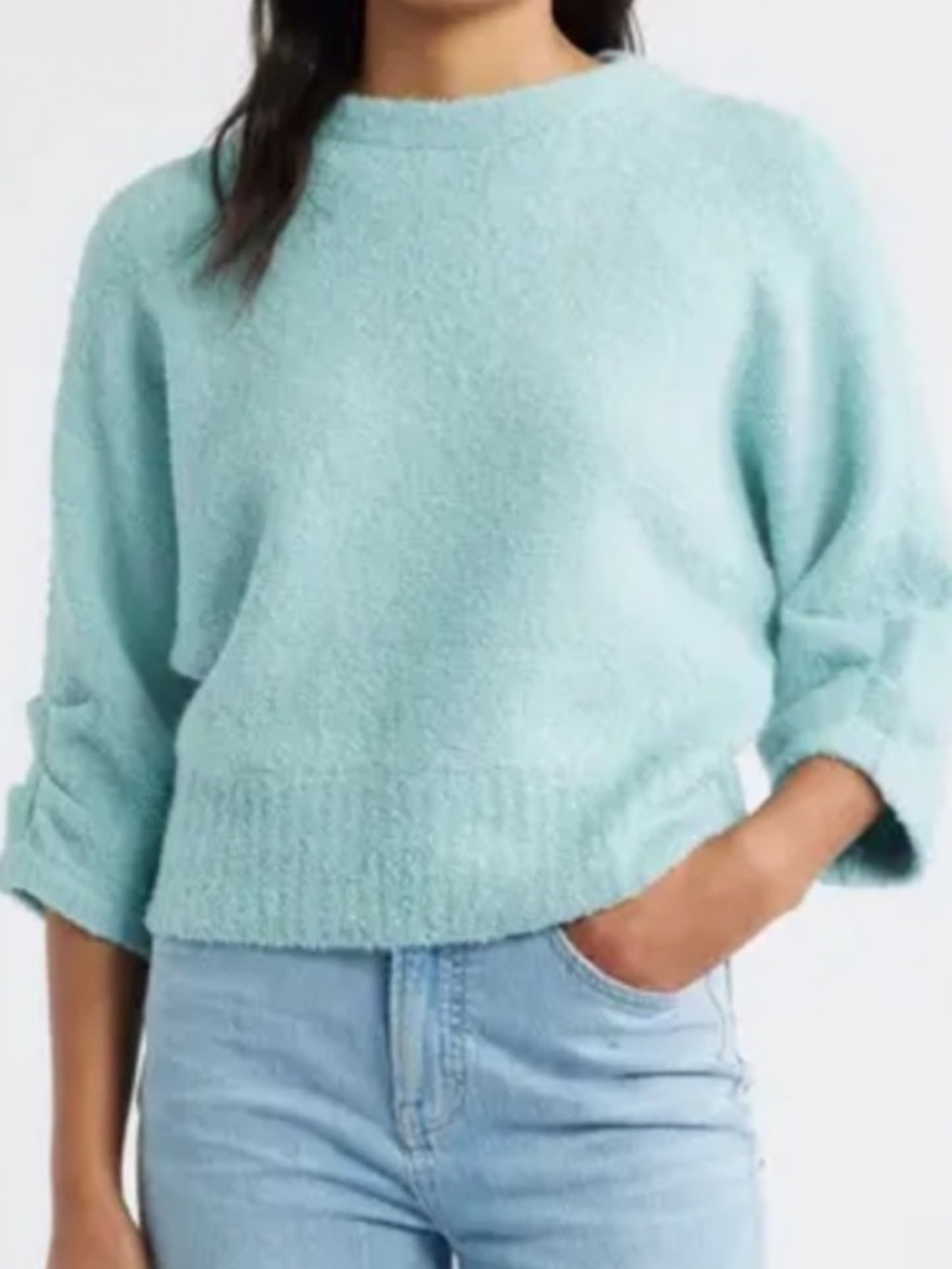 Wit & Wisdom Soft Aqua Crewneck Sweater